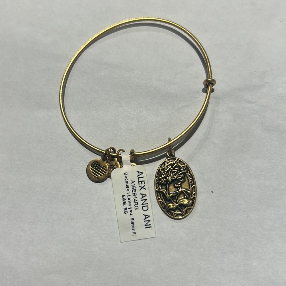 Alex and Ani sister adjustable brass bangle